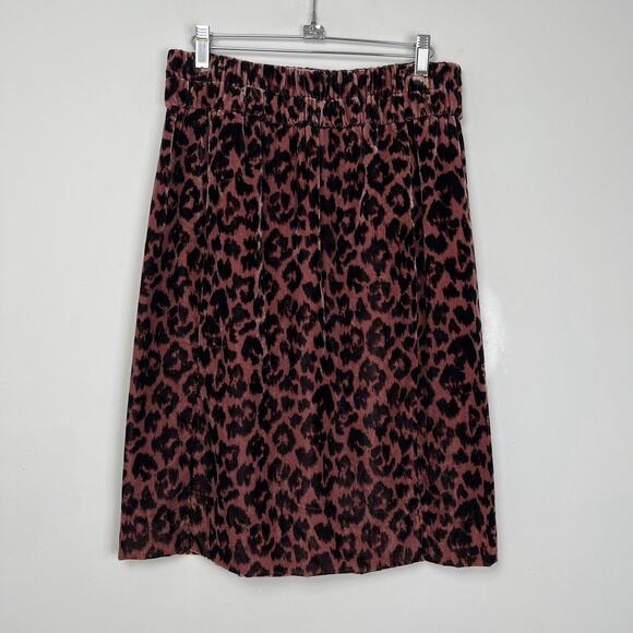 J. Crew Size Small Rose Pink Crushed Velvet Leopard Print Pull On Pencil Skirt - Picture 2 of 8